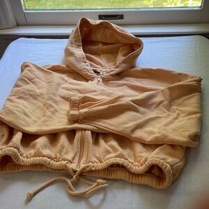 H& M Cropped - zip up - medium - yellowish/peach colored hoodie